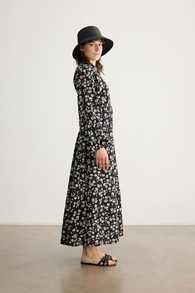 Daisy Patterned Voile Dress - 7