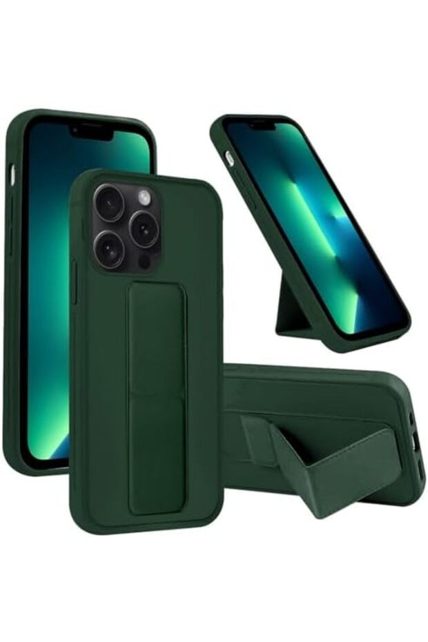 جراب حماية كاملة لهاتف iPhone 15 Pro Max مع حامل خلفي مغناطيسي مصنوع من السيليكون الناعم