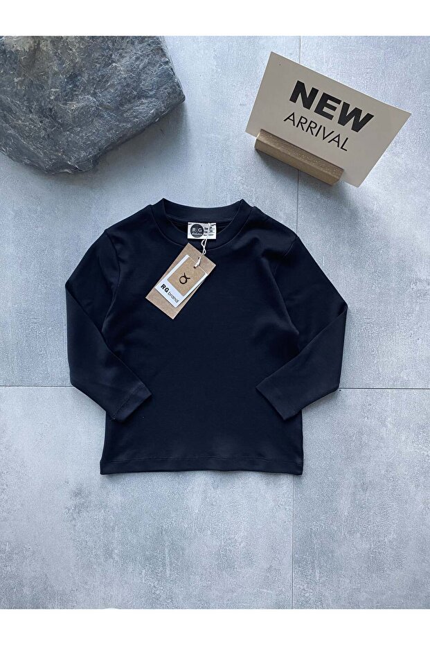 Children's 100% Cotton Basic Long Sleeve T-Shirt Black 3–9 Age Rg Brand Rg1703