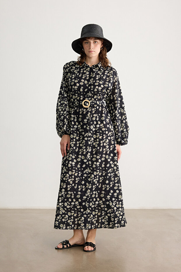 Daisy Patterned Voile Dress - 4