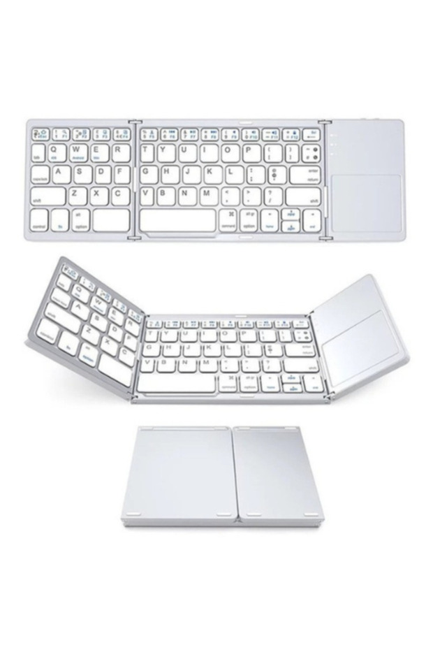 Universal foldable keyboard, Wireless, Bluetooth, compatible with Windows, Android, iOS, SmartTV, Silver - 1