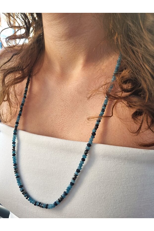 Blue Tourmaline & Hematite Necklace | Protection and Balance