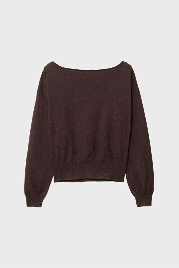 Geniş yaka triko kazak - 6