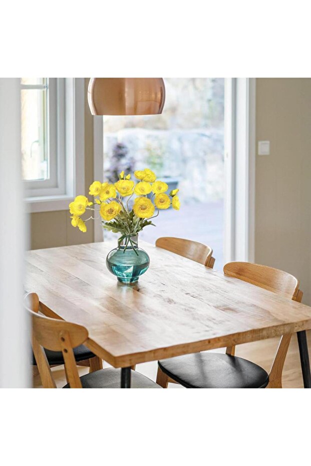 Yapay Çiçek Gelincik Çiçeği Sarı Renk 3 Çiçek 1 Tomurcuk 59Cm - 7