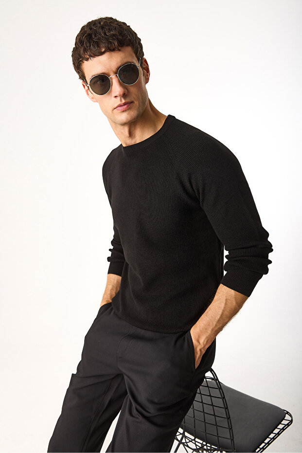 Bisiklet Yaka Regular Fit Triko Kazak - 8