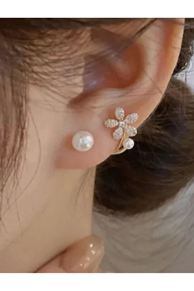 zirkon taşlı çiçek model yapay inci - 1