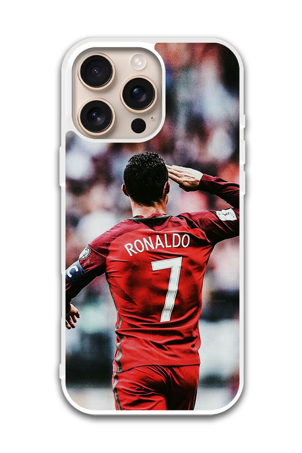Protective Case Cover For APPLE IPHONE 16 Pro Max Ronaldo Salute To Crowd (White Bumper)