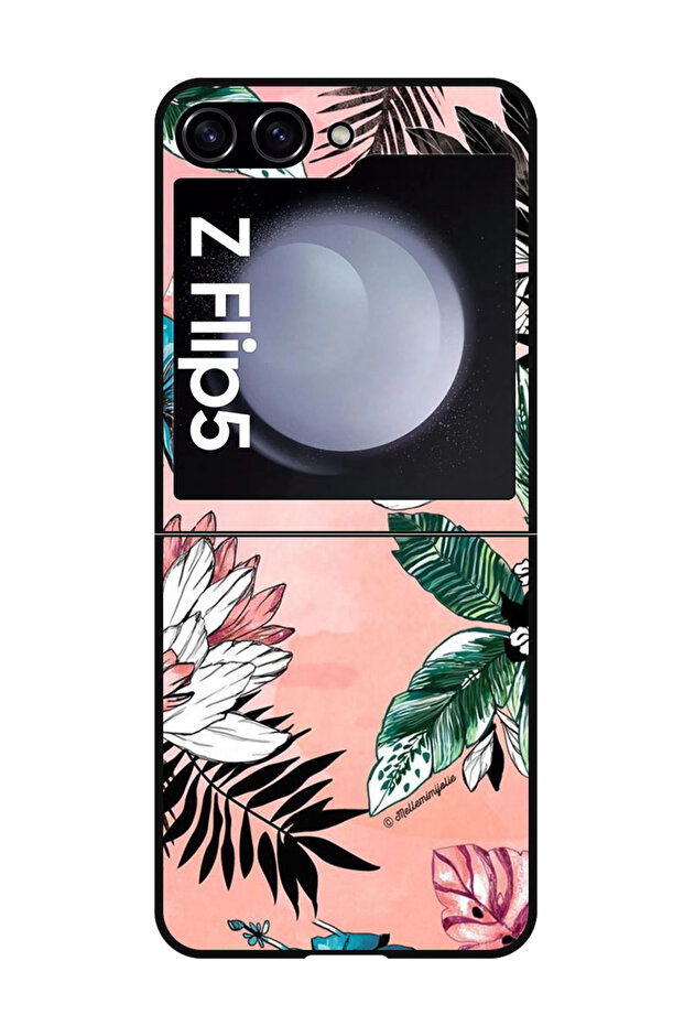 Protective Case Anti Scratch Shock Proof Bumper Cover For Samsung Galaxy Z Flip 5 Flower and Leaves