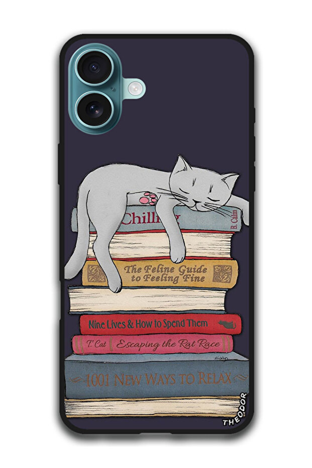 Protective Case Anti Scratch Shock Proof Bumper Cover For iPhone 16 Plus (6.7)-inch Cat With Books