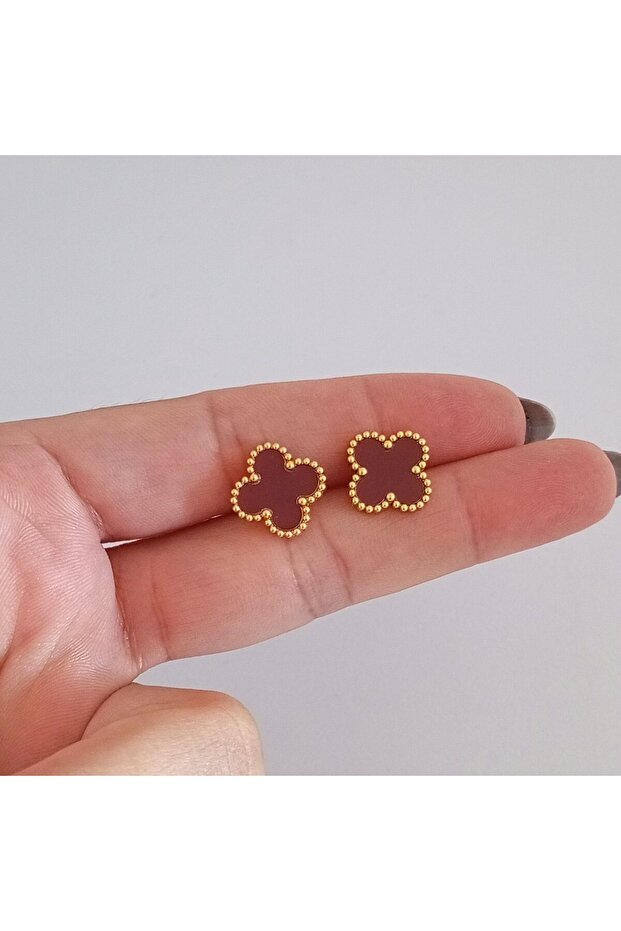 Çelik Gold Yonca Küpe - 3