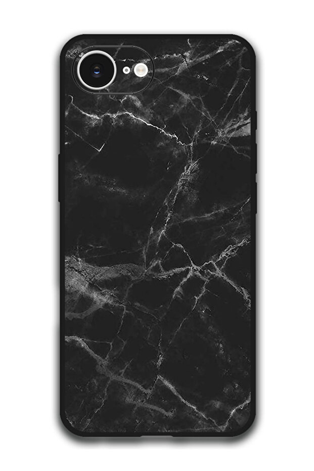 Case Compatible with Apple iPhone 16e 6.1 Inch Protection Shockproof Bumper Cover - Black Marble