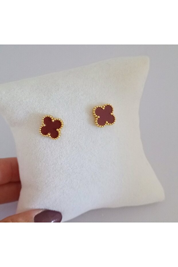 Çelik Gold Yonca Küpe - 5