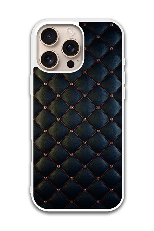 Protective Case Cover For APPLE IPHONE 16 Pro Max Stappers On Black Cloth Pattern (White Bumper)