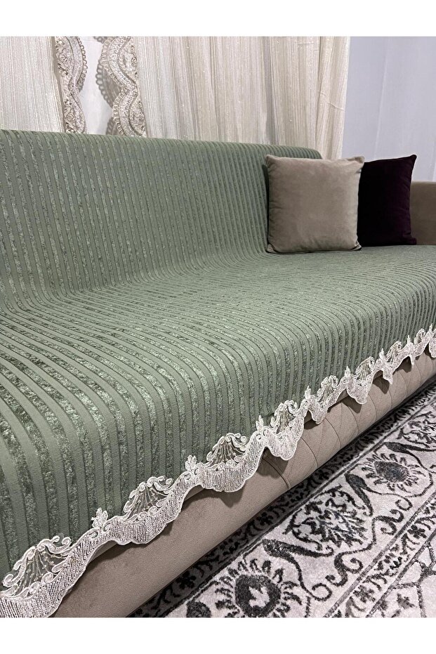 Lace Bamboo Striped Sponge Velvet Non-Slip Sofa Bed Seat Cover