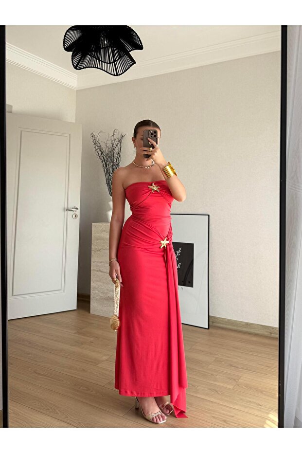Stella Elegance Kırmızı Elbise - 7