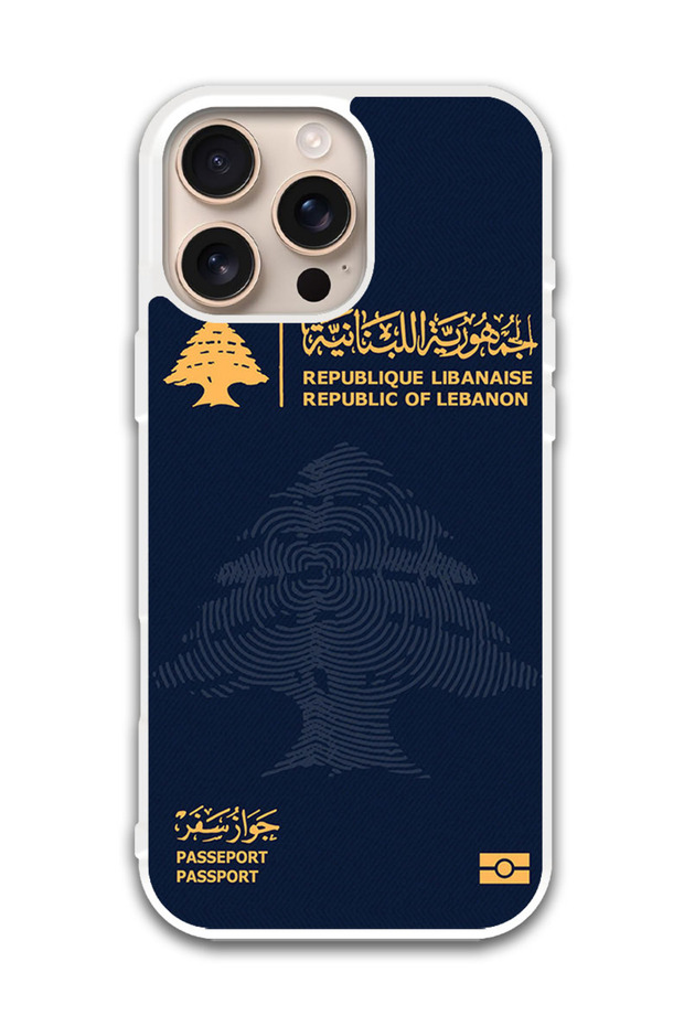 Protective Case Cover For APPLE IPHONE 16 Pro Max Lebanon Passport (White Bumper)