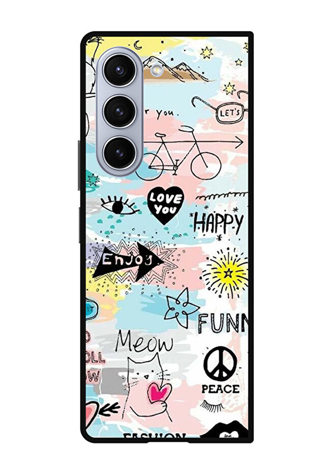 Protective Case Anti Scratch Shock Proof Bumper Cover For Samsung Galaxy Z Fold 5 Doodle Art