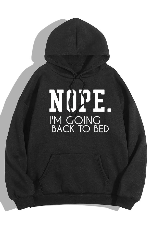 Unisex Black Oversize Nope. Printed Sweatshirt