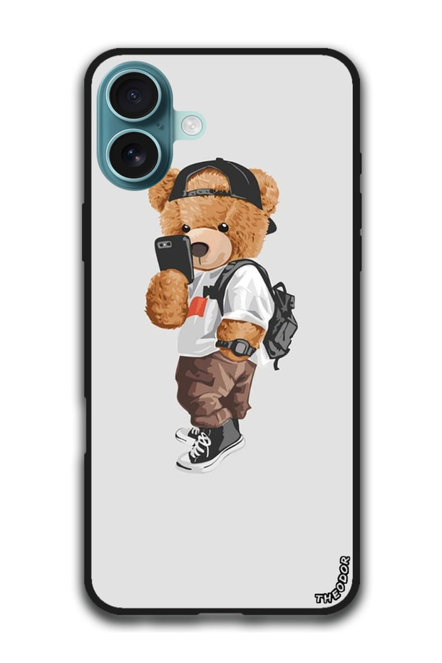 Protective Case Anti Scratch Shock Proof Cover For iPhone 16 Plus (6.7)-inch Teddy Taking selfie