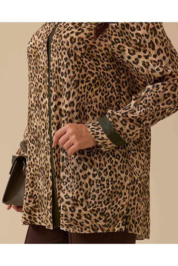 قميص بطبعة جلد الفهد مقاس كبير - 3