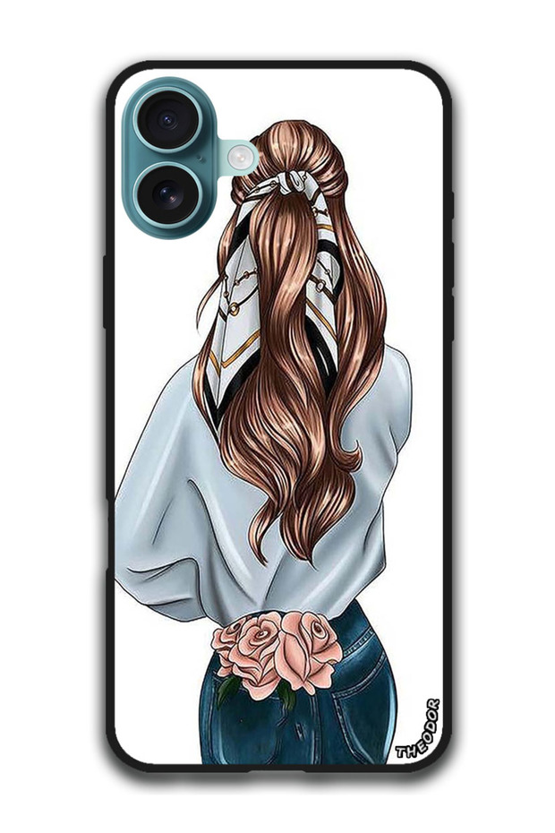 Protective Case Anti Scratch Shock Proof Bumper Cover For iPhone 16 Plus (6.7)-inch Pink Rose Girl