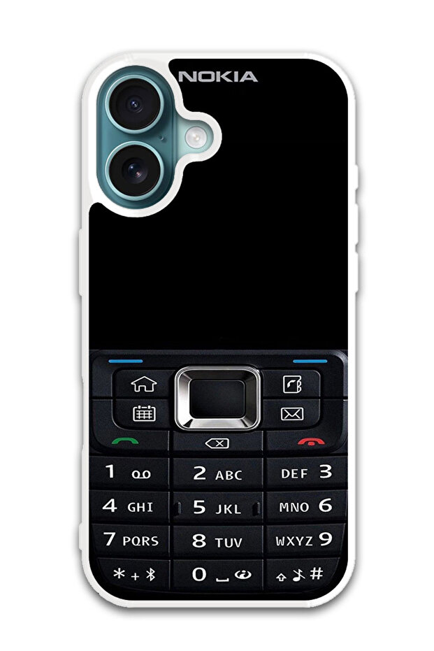 Protective Case Cover For APPLE IPHONE 16 Old Phone Pattern (White Bumper)
