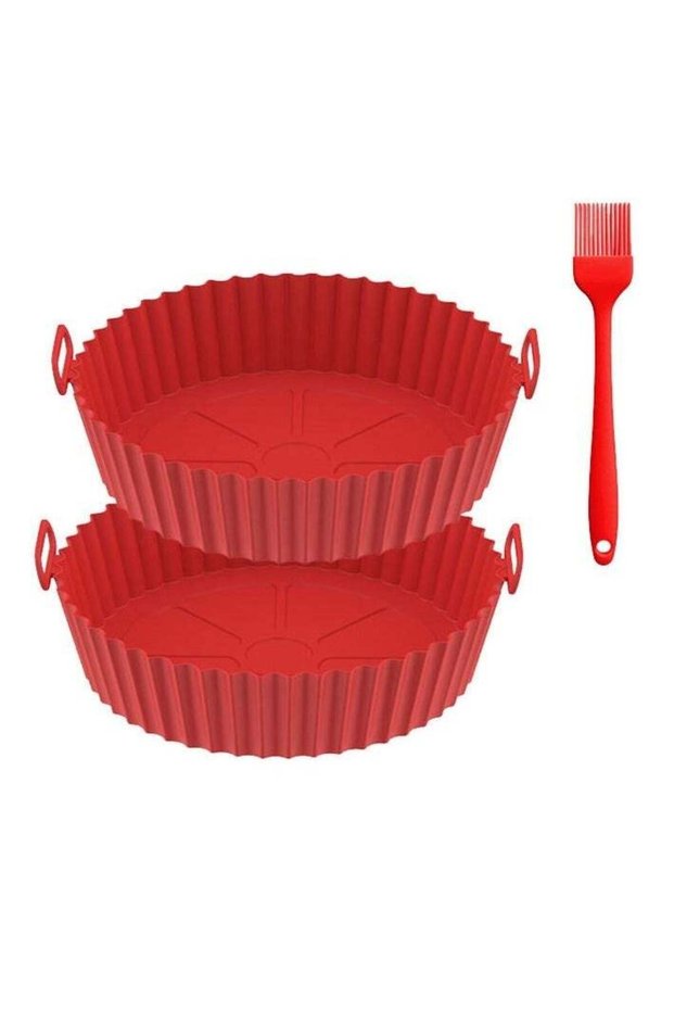 A set of 3pcs ,2 Air Fryer Silicone Liner and Silicon oil brush, Food Safe Non Stick Air fryers Bas
