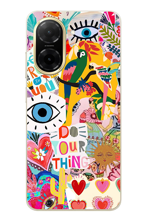 Redmi A5 Compatible Colorful Aesthetic Design Transparent Silicone Case - 1