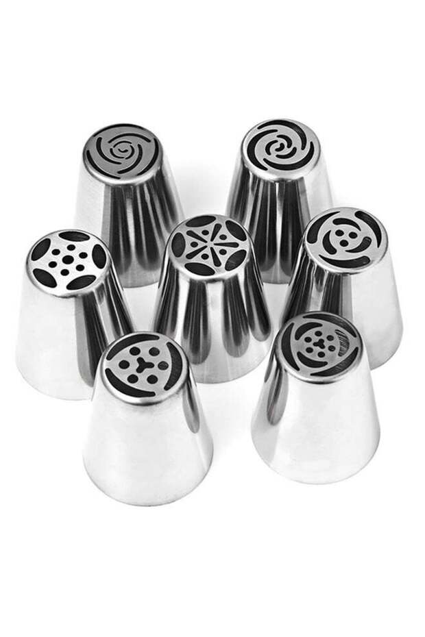 7-Piece Russian Icing Piping Nozzles Set Silver