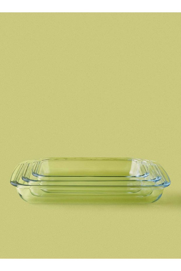 3 Piece Oven Tray Set - Made Of Glass - Rectangle - Large - Baking Dish - Oven Tray - Cake Trays -