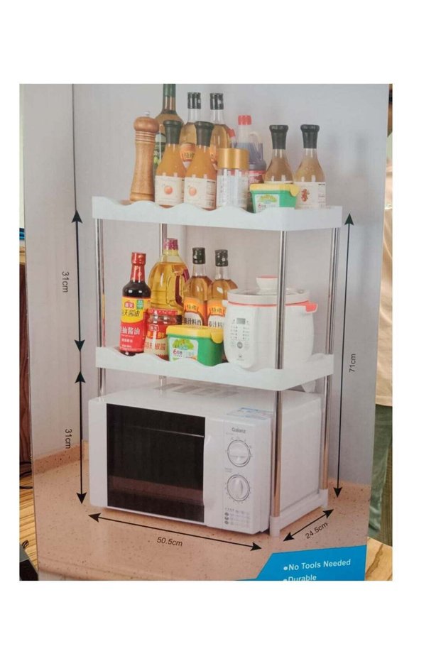 2-Tier Multi-functional Kitchen Storage Shelf Rack Microwave Oven Shelving Unit