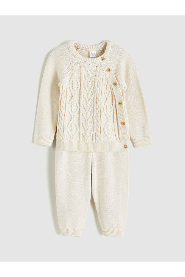 Shining Store'dan Işıltılı Seçimler | Bisiklet Yaka Erkek Bebek Hırka ve Pantolon 2'li - 1