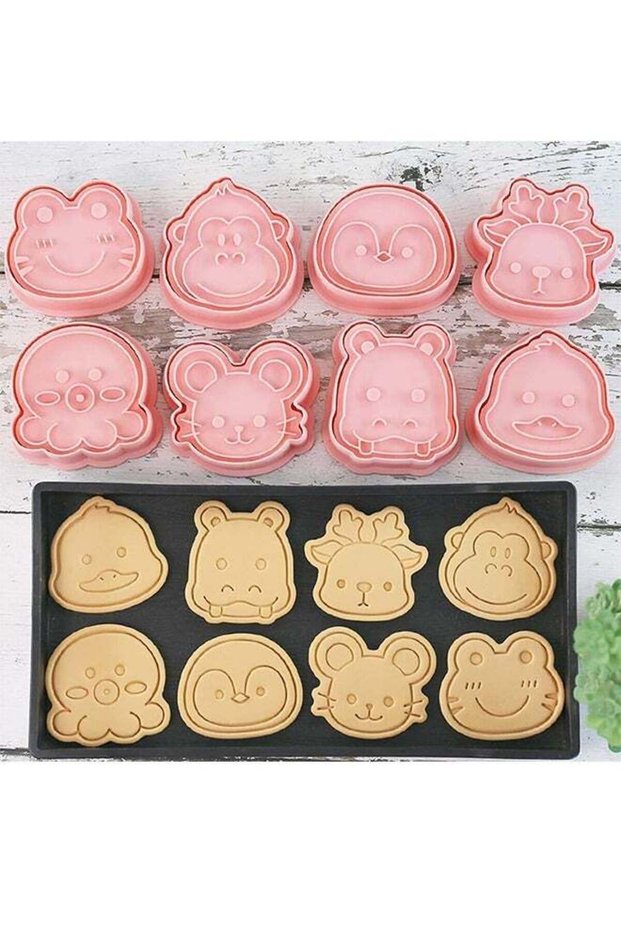 8 Mini Animal Cookie Cutters Set, 3D Raised Design Animal Embossing Stamps, 3D Embossing Cutters Fo