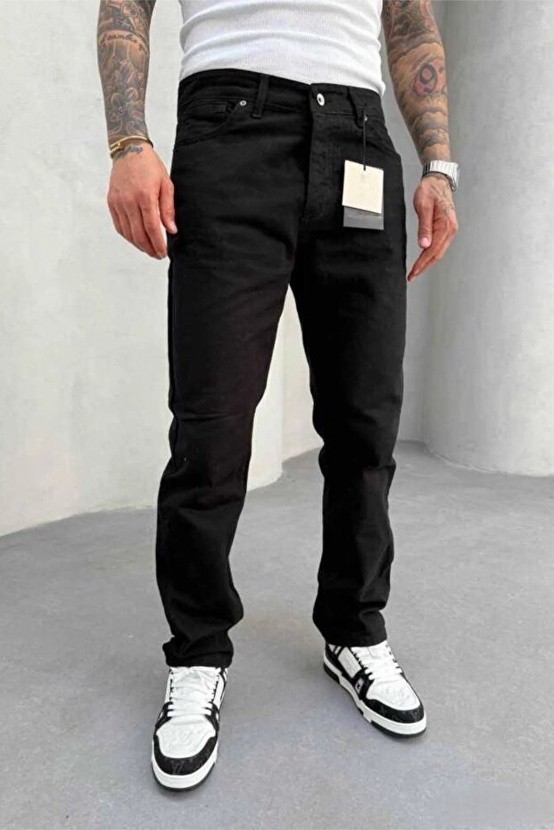 Black Denim Fabric Regular Fit Lycra Men's Jean Jeans Ke-759