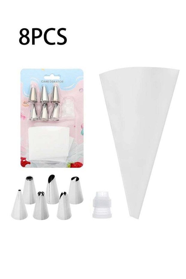 8 Pcs Icing Piping Tips Cake Decorating Tools Cream Bag Pastry Nozzles Converter Confectionery Dess