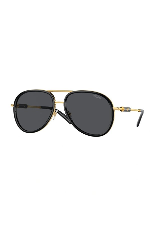 Unisex Gold-Smoked Organic (Uv) Glass Bone Closed Frame Drop Sunglasses Ve2260 1002/87 60-16