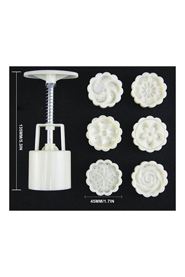 6-Piece Flower Shaped Moon Cake Mold White 14.5x6.7x5cm