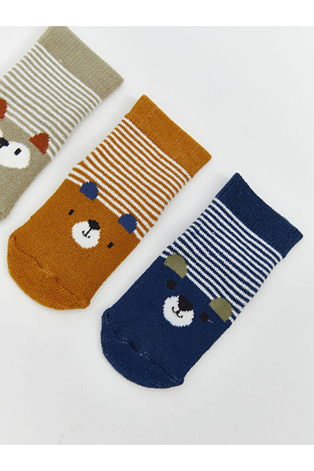 Create Your Style from Uzg Store |   Patterned Baby Boy Towel Socks 3-Piece Set - 3