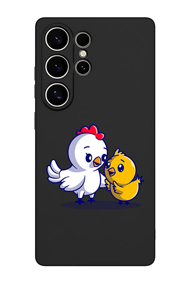 Protective Liquid Silicone Shockproof Case For Samsung Galaxy S25 Ultra (Black) - Chicken & Hen