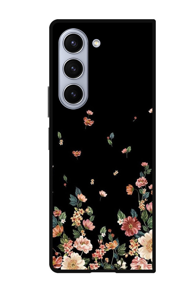 Protective Case Anti Scratch Shock Proof Cover For Samsung Galaxy Z Fold 5 Flowers in Black
