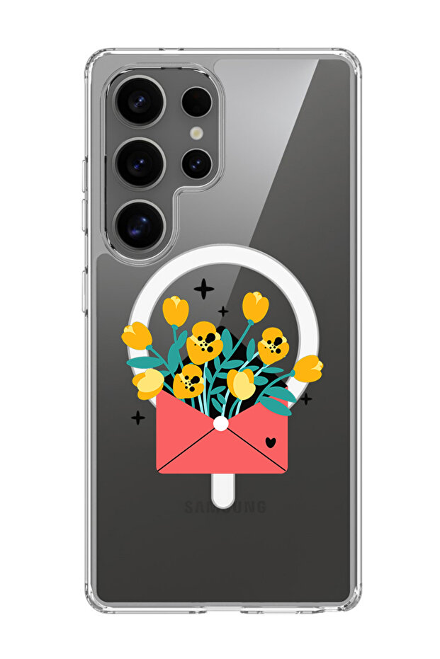 Case for Samsung Galaxy S25 Ultra Compatible with MagSafe, Cover flowers in envelope