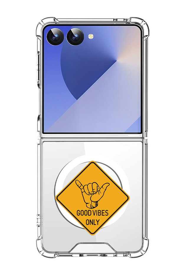 Case for Samsung Galaxy Z Flip 7 Compatible with MagSafe, Shockproof Phone Cover Good Vibes