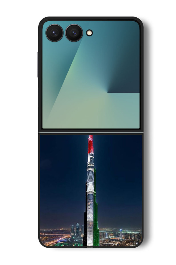 Case Compatible with Samsung Galaxy Z Flip 7 Protection Shockproof Cover Burj Khalifa UAE Flag
