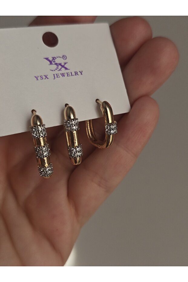 3 lü çelik küpe - 3