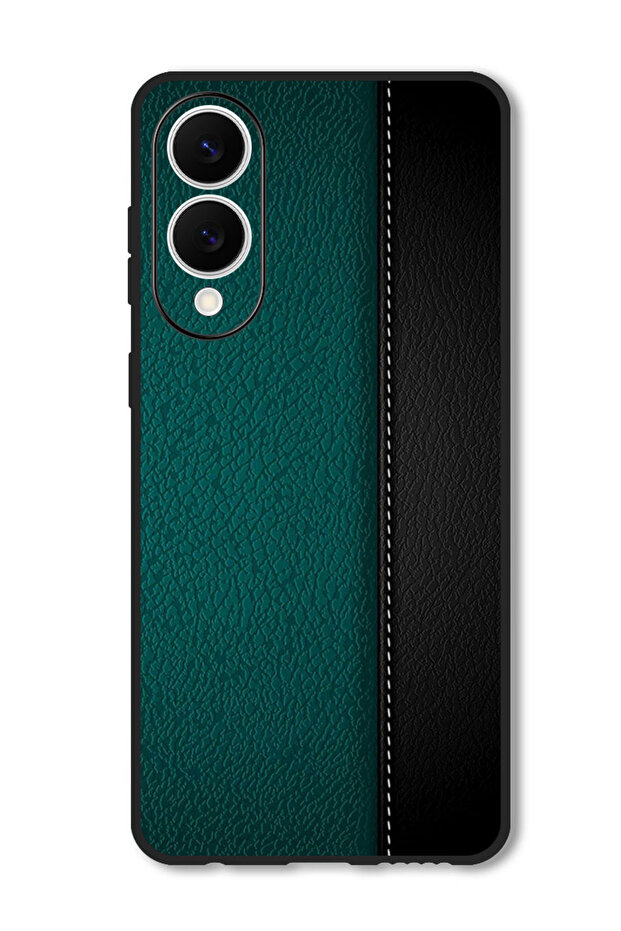 Case Compatible with Samsung Galaxy S25 Edge Protection Shockproof Cover Green Black Leather