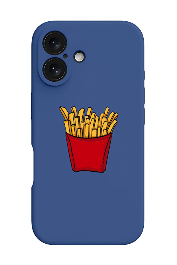 iPhone 16 Blue Protective Liquid Silicone Shockproof Case - Fries