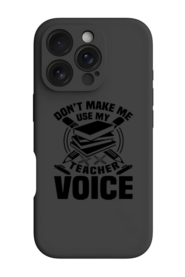 iPhone 16 Pro Max Black Protective Liquid Silicone Shockproof Case - Teacher Voice