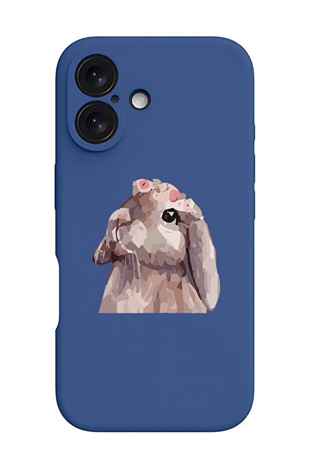 iPhone 16 Blue Protective Liquid Silicone Shockproof Case - Rabbit