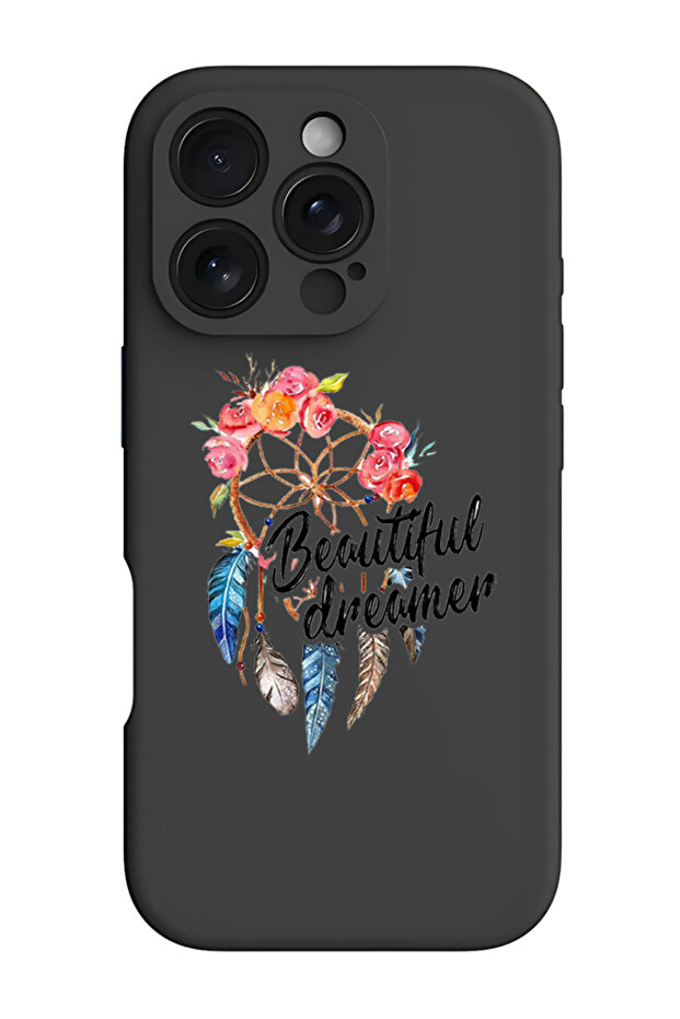 iPhone 16 Pro Max Black Protective Liquid Silicone Shockproof Case - Beautiful Dreamer
