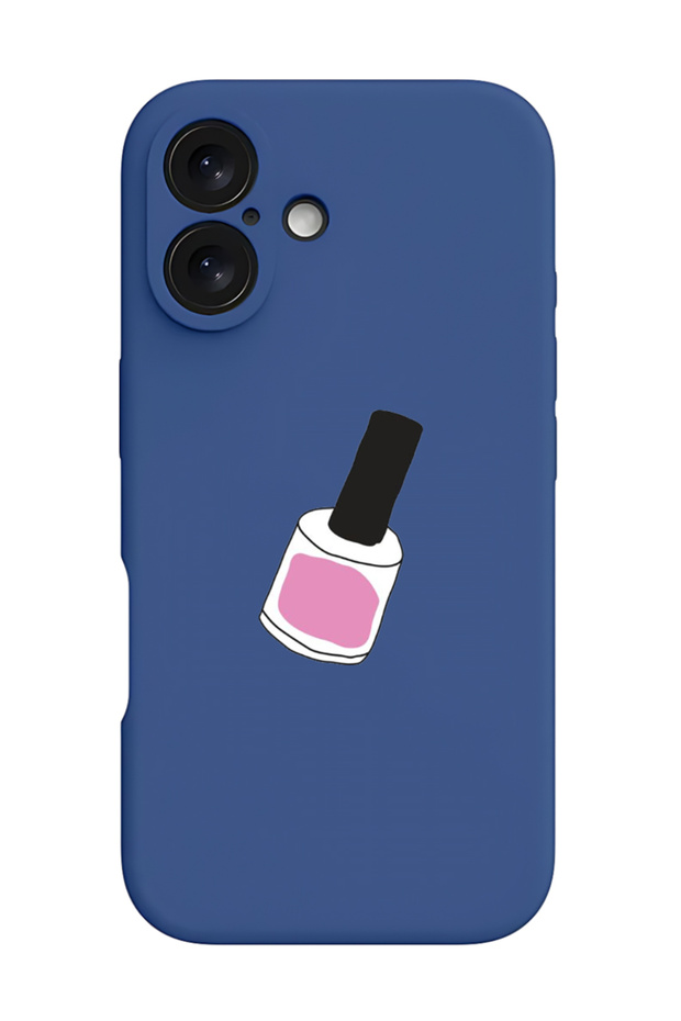 iPhone 16 Plus Blue Protective Liquid Silicone Shockproof Case - Nail Paint 1